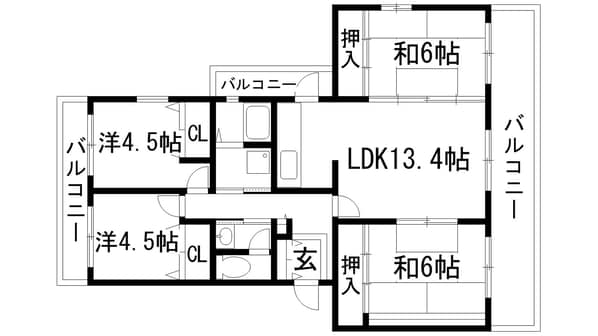 東山台ハイツ205号棟の物件間取画像